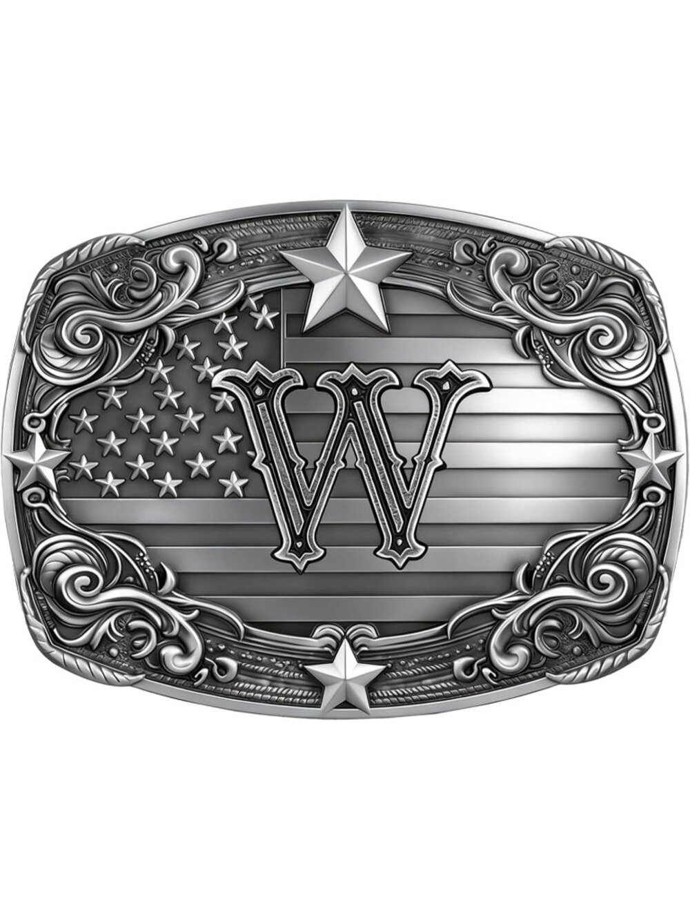 Men W Vintage Western Buckle Initial Letter Cowboy Belt